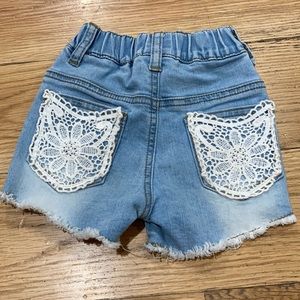 Jean Shorts with Lace Pockets